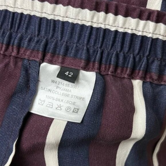 Joseph | US 10/L or FR 42 | College Stripe Pull-On Silk Pants | Navy, Burgundy, - Picture 5 of 7